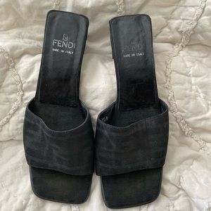 Vintage Fendi Zucca Monogram Mule Heels